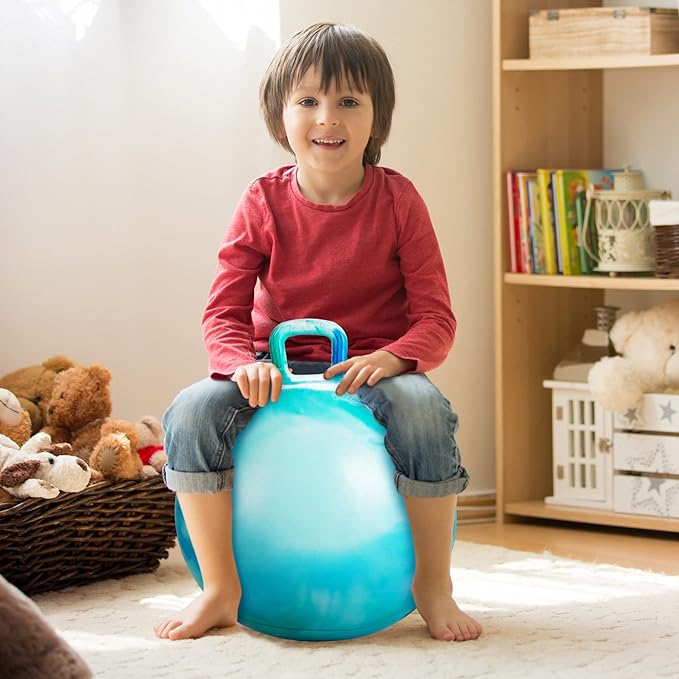 INPODAK Hopper Ball 20 Inch Bouncy Ball with Handle for Kids, Hippity Hop Jumping Bouncer Hopping Toy for Boys Girls Ages 5-9 with Pump and Gift Box Great Gift for Birthday Holiday