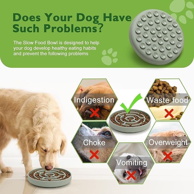 Slow Feeder Dog Bowls Silicone Maze Food Suction Bowl Feeders Pet Puzzle Lick Mat to Slow Down Eating for Small Breed Size Dogs