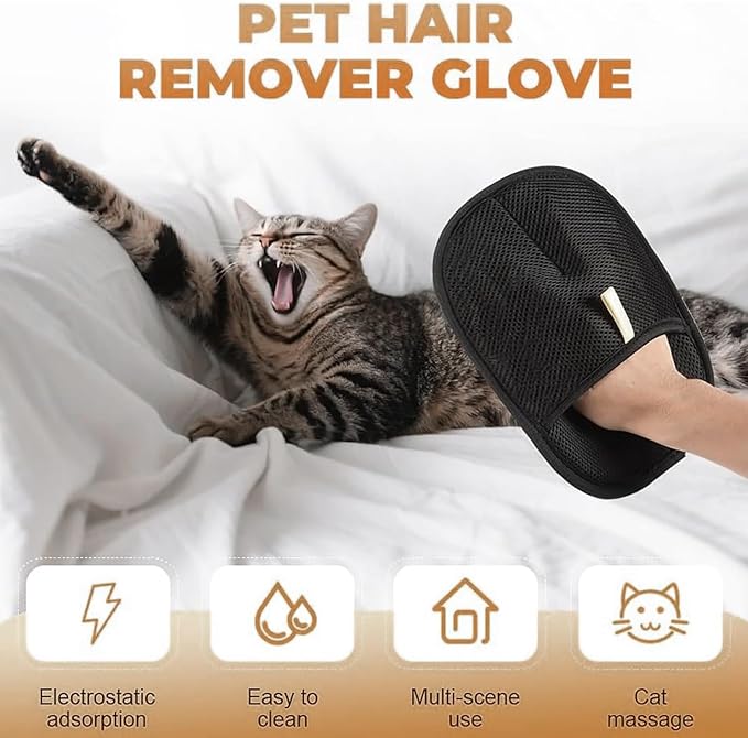 2025 Upgraded Pet Hair Removal Glove |Double-Sided – Reusable Grooming & Bathing Glove for Dogs and Cats |Soft Silcone Touch |Easy Deshedding and Cleaning Mitt (Black, 3 PCS)