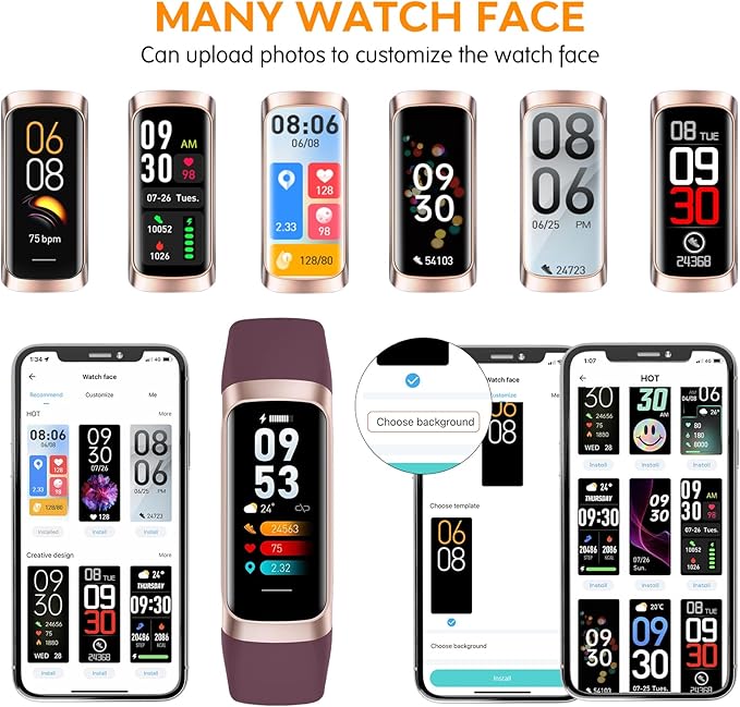 Fitness Tracker Watch, Smart Watch with Blood Pressure Heart Rate Sleep IP67 Waterproof Health Watches Fitness Activity Tracker Step Calorie Counter Pedometer Watches for Men Women Android iOS Phone