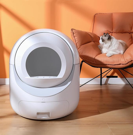 Automatic Litter Box Cleaning - Supports WiFi (2.4ghz) and App - No Need for Manual Cleaning, Reduces Litter Spillage, Super Deodorizing Feature with Bentonite and Xiaomi Cat Litter-White