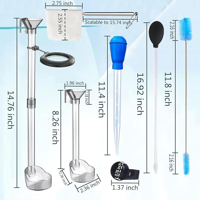 Aquarium Fish and Shrimp Feeding Dish Set, Fish Shrimp Feeder Tube Kit, Perfect for Easy and Feeding of Your Aquatic Pets, with Feeding Ring and Cleaning Brush
