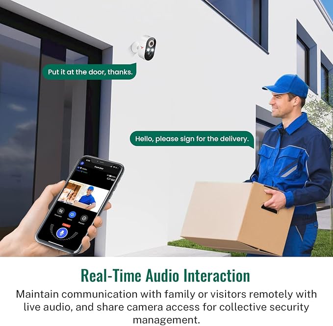 1080P Security Camera Wireless Outdoor with AI Human Detection, Live View, 2.4G WiFi, Home Security System, Instant Alerts, 2-Way Audio, Cloud Storage, Battery Powered (2 Pack)