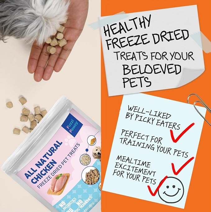 Freeze Dried Chicken Healthy Training Treats Toppers for Pets, Single Fresh Raw Ingredient, Organic, Pure Balance, Natural, Grain Gluten Filler Free, Snacks, Dogs Cats (14oz)