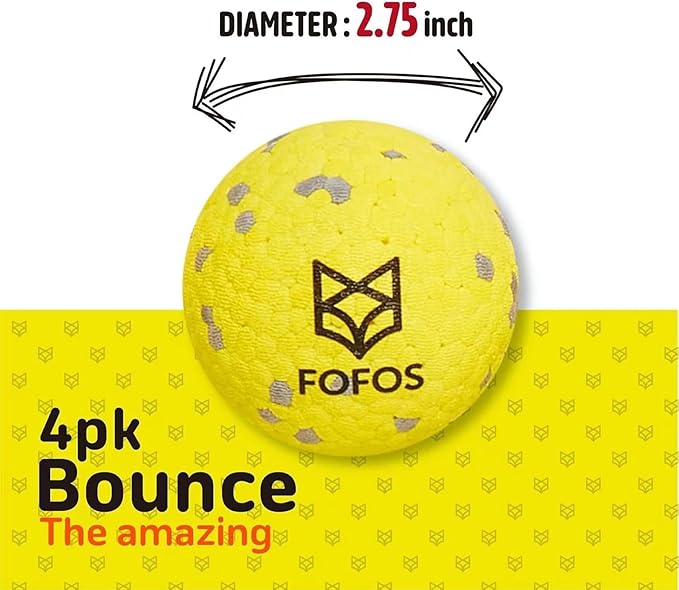 Dog Balls Chew Toys Tennis Ball for Aggressive Chewers Teething Molar Toys Water Toy Interactive Fetch Balls Gift Set for Large Medium Dog and Puppies (4 Pack, 2.75 inch)