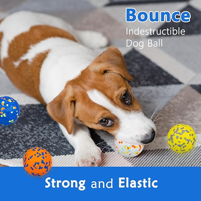 Dog Tennis Balls for Aggressive Chewers, Indestructible Dog Balls for Fetch Game, Durable Bouncy Lightweight Floating Toys (1 Blue + 1 Yellow, Small (2.5" Diameter))