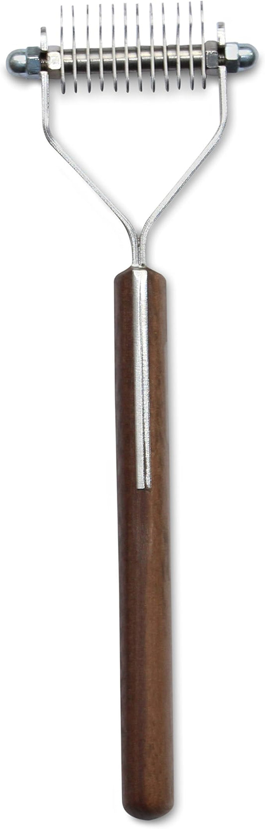 Mars Coat King Blunt Dematting Undercoat Grooming Rake Stripper Tool for Dogs and Cats, Stainless Steel with Wooden Handle, Made in Germany, 12-Blade