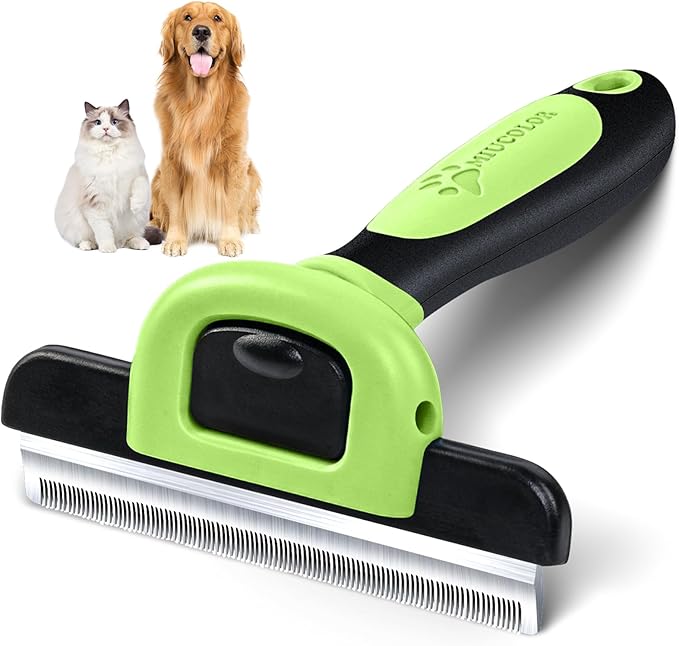 MIU COLOR Pet Grooming Brush, Deshedding Tool for Dogs & Cats, Effectively Reduces Shedding by up to 95% for Short Medium and Long Pet Hair，Apple Green