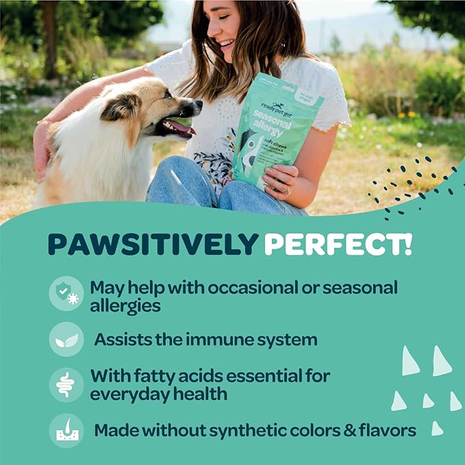 Immunity Boosting Dog Allergy Chews | Delicious and Soothing Hot Spot & Dog Itch Relief Chew for Seasonal Allergy Relief with Probiotics ACV Alaskan Salmon Oil & Colostrum for Dogs | 90 Chews