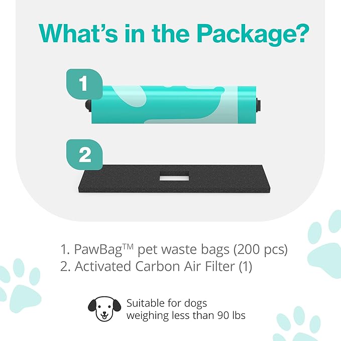 PawPail Dog Poop Bags with Activated Carbon Filter - Standard Roll | 1 Roll of 200 Pet Waste Bags