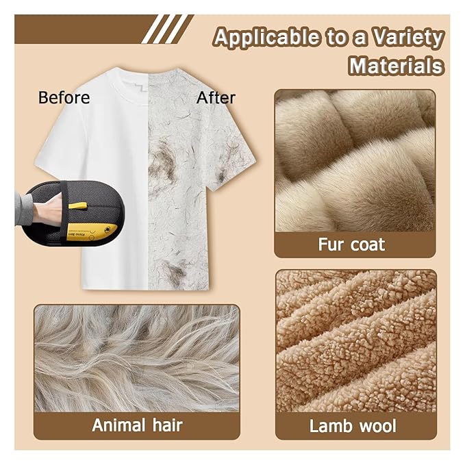 3PC Electrostatic Pet Hair Removal Glove for Cats & Dogs,2025 Upgraded Animal Fur Removal Tool,Reusable Cat & Dog Hair Remover for Couch, Furniture,Laundry,Car Seat,Cat Grooming Gloves