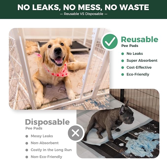 FXW Washable Pee Pads for Dogs, Puppy Pads with Super Absorbent, Specifically Designed Rollick/Homeplus 32/40/45inch 6 Panels Dog Playpen, 98" x 43" Rectangle, Khaki, 1 Pack