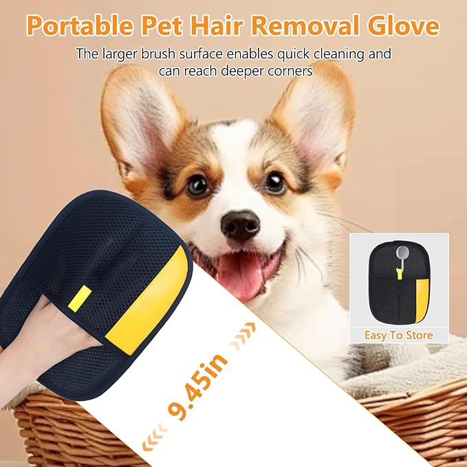 2 Pcs Pet Hair Removal Glove for Cats & Dogs,Electrostatic Pet Hair Gloves Pet Hair Remover Gloves,Reusable Pet Hair Remover Tool,Cat Grooming Gloves For Couch Clothes Carpet Car Seat,9.45 *7.1 in