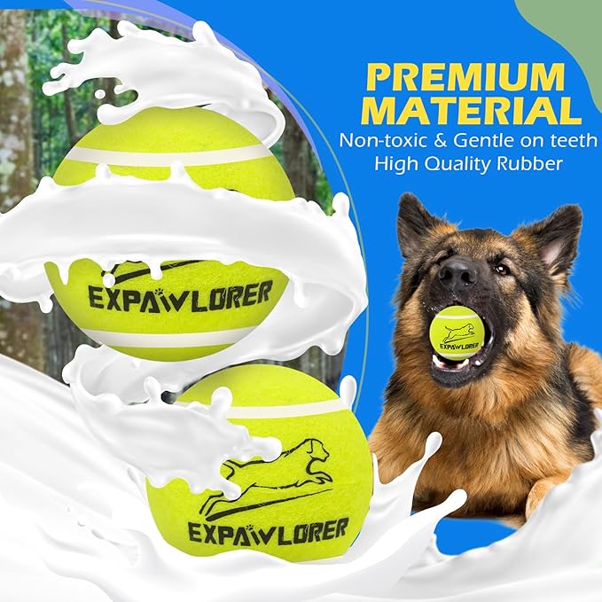 EXPAWLORER Tennis Toys for Dogs, 2.5 Inch Dog Toy Tennis Balls with Squeaker, 12 Pack Interactive Squeaky Dog Balls for Aggressive chewers,Perfect Pet Toy for Small, Medium + Large Dogs