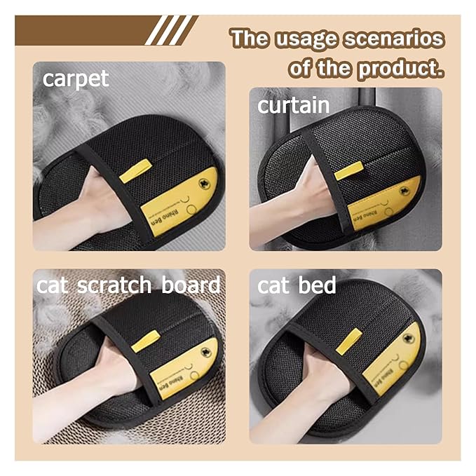 3PC Electrostatic Pet Hair Removal Glove for Cats & Dogs,2025 Upgraded Animal Fur Removal Tool,Reusable Cat & Dog Hair Remover for Couch, Furniture,Laundry,Car Seat,Cat Grooming Gloves