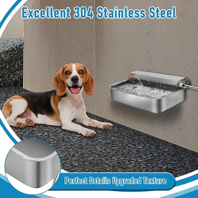 Automatic Dog Water Dispenser, 6l Large Dog Water Bowl Dispenser, Stainless Steel Outdoor Water Bowl for Dogs, Auto Fill Pet Water Dispenser for Dogs Cat Chicken Livestock Indoor Outdoor Use