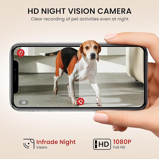 PETMARVEL Automatic Cat Feeder with Camera, 1080P HD Video with Night Vision, 2.4G WiFi Cat Dog Feeder with 2-Way Audio, Smart App Control Pet Dry Food Dispenser 4.4L for Cats and Dogs