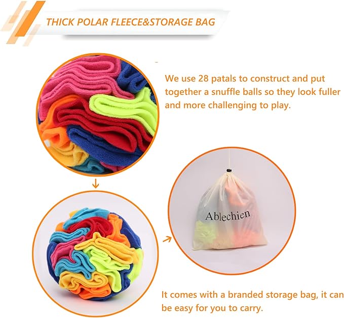 Snuffle Ball - Snuffle Ball for Small Dogs, Interactive Dog Toys to Keep Them Busy, Puppy Dog Puzzle Toy with Storage Bag Machine Washable