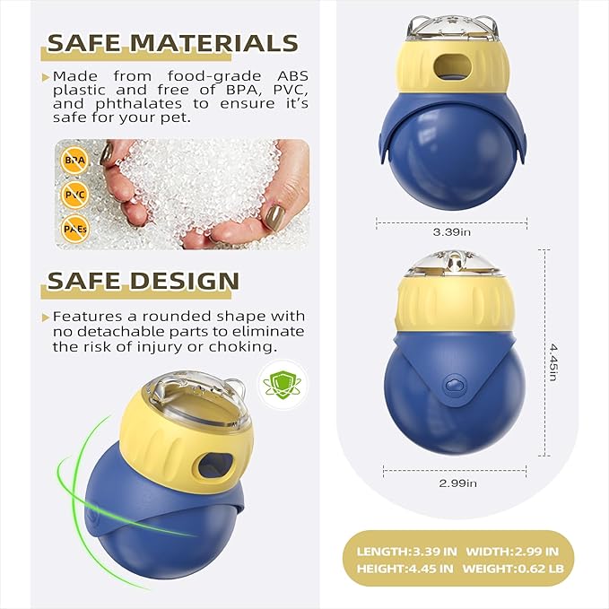 Owl-Shaped Pet Treat Food Dispenser, Adjustable Puzzle Slow Feeder, Interactive Chase Treat Ball for Cat & Dog Enrichment and Indoor Play