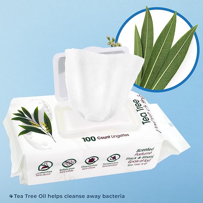 Best Pet Supplies Pet Wipes for Dogs - Dog Wipes Cleaning Deodorizing, for Coats, Ears, Paws - Cleansing, Tea Tree, 400 Count