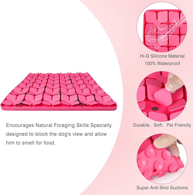 Snuffle Mat for Dogs16“x16”,Premium Silicone Dog Food matInteractive Feed Game for Boredom,Encourages Natural Foraging Skills and Stress Relief for Large Dogs Smell Training Slow Feed Mat P