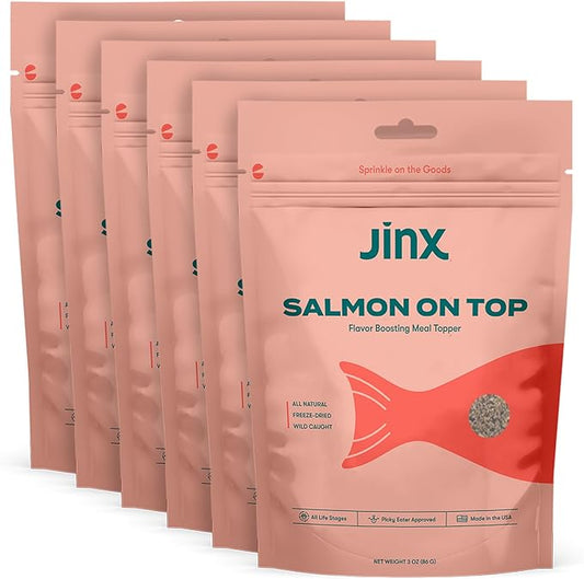 Jinx Salmon Dog Food Topper, Flavor Boosting Meal Topper with Freeze-Dried Wild-Caught Salmon, No Fillers, for All Lifestages, 3oz, 6 Pack