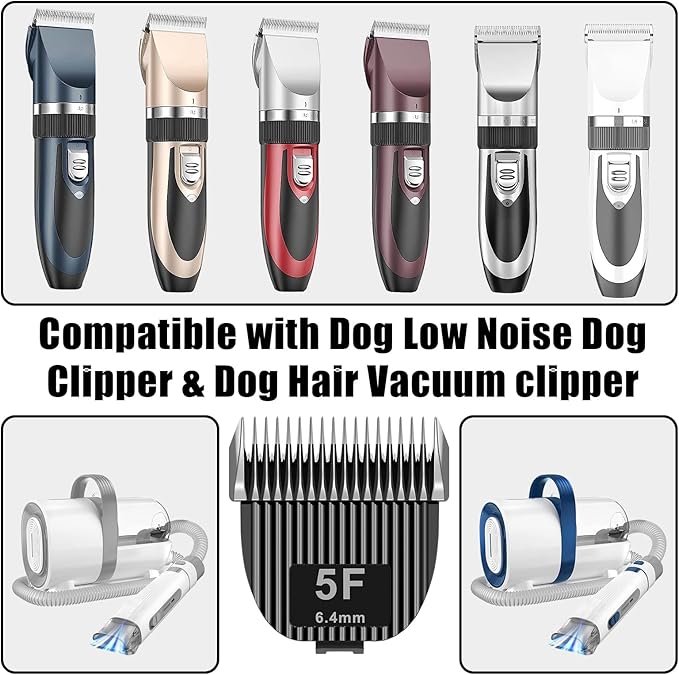 2 Pack Dog Grooming Replacement Blades Compatible with ONEISALL Dog Low Noise Dog Clipper & Dog Hair Vacuum Clipper,Made of Stainless Steel Pet Clipper Blade (Size 5F 1/4”(6.3mm))