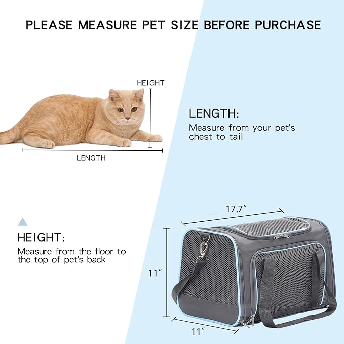 A4Pet Airline Approved Cat Carrier Dog Carriers, Soft-Sided Portable Pet Travel Washable Carrier for Dogs