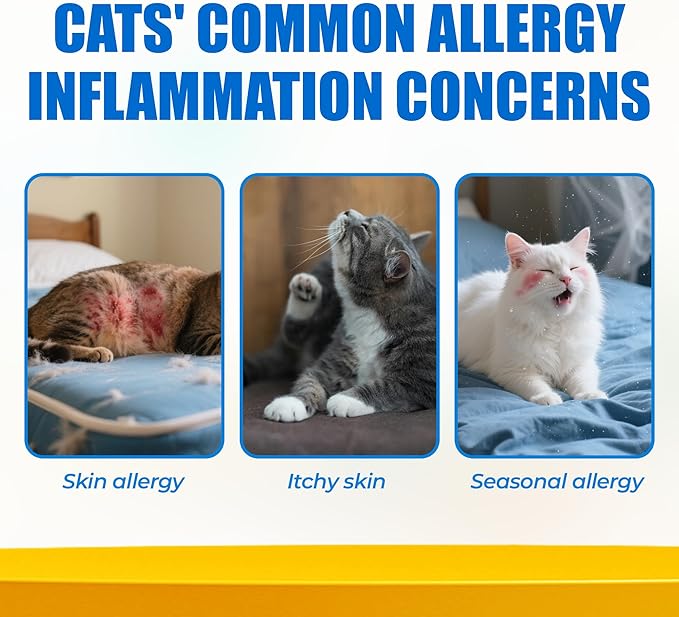 Just Try 300 Bites Allergy & Immune Bites For Cats - with L-Lysine & Quercetin - Skin & Coat Health Eye Health - Soft Bites for Itchy Skin Relief & Cat Allergy- Grain Free Dietary supplements for pets