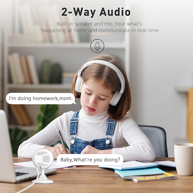 Small Security Cameras, Upgraded Indoor Camera for Pets, Dogs, Babies, Elders, Smart WiFi Home Monitor, App Control, Compatible with Alexa, White, 8PCS