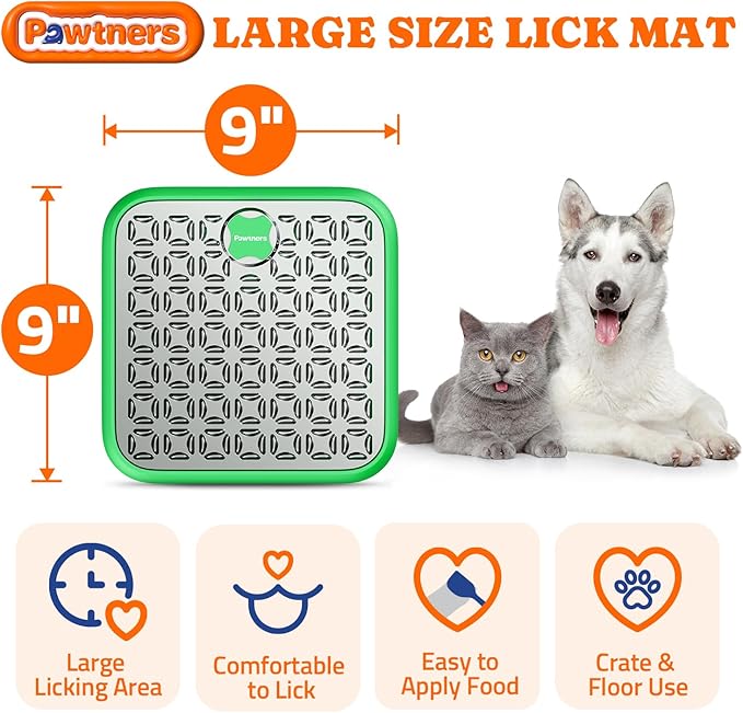 Stainless Steel Large Lick Mat for Dogs: Dog Lick Mats for Large Dogs, Cat Licking Pads for Crate Boredom & Anxiety Reduce, Slow Feeding, Cat Slow Feeder Mat with a Spatula, Scrubbing Brush