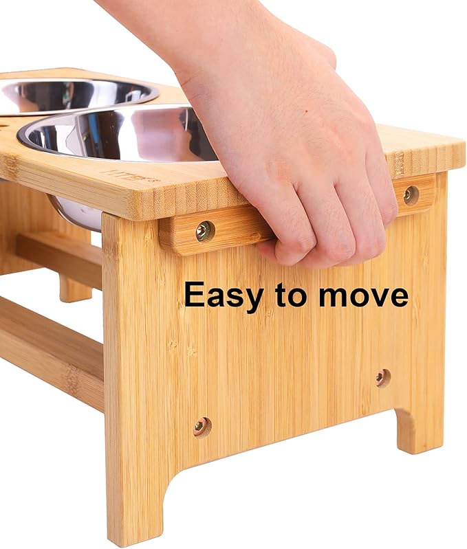 HTB Elevated Dog Bowls,Raised Dog Bowl Stand with 2 Stainless Steel Bowls,Elevated Raised Dog Bowls for Large Medium Small Sized Dogs