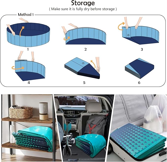 Jasonwell Foldable Dog Kiddie Pool - Hard Plastic Kids Paddling Pool Toddler Baby Swimming Pools for Backyard Collapsible Whelping Box Pet Doggie Cats Wading Pools Bathtub for Puppy Large Dogs 40In