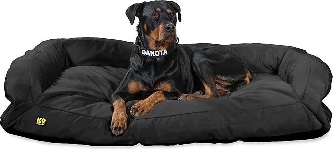 K9 Ballistics Tough Bolster Nesting Pillow Sofa Dog Bed with Removable Washable Cover - Durable, Water Resistant with Nonskid Bottom - X-Large, Titanium Premium Finish