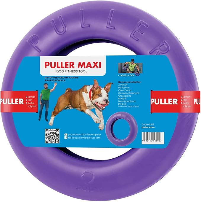 COLLAR Puller Outdoor Ring Toy - Fetch & Tug of War for Small Medium Large Dogs - Ball & Soft Frisbee Alt - Outside Yard Toys - Agility Jumps Tool