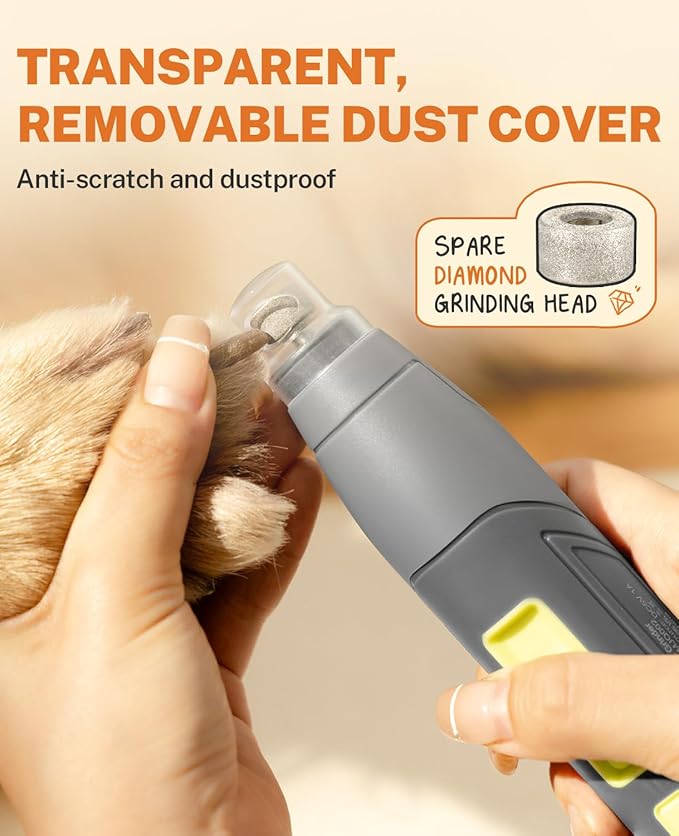 Toozey Dog Nail Grinder - Electric Pet Toenail Trimmer with 12, Gray High-Grade Durable Professional Tool, 1 Count