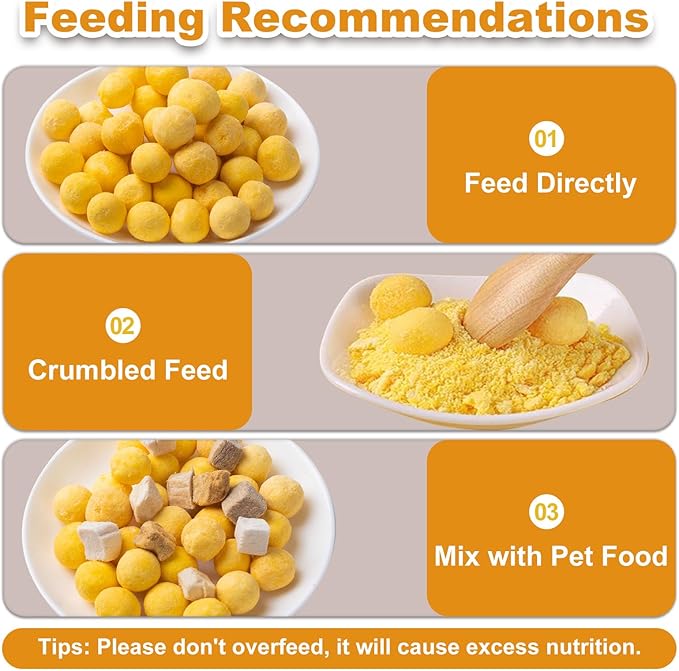 Freeze Dried Quail Egg Yolk Cat & Dog Treats - Single Ingredient Pet Snack Grain-Free, with Lecithin for Healthy Skin & Coat (7oz)