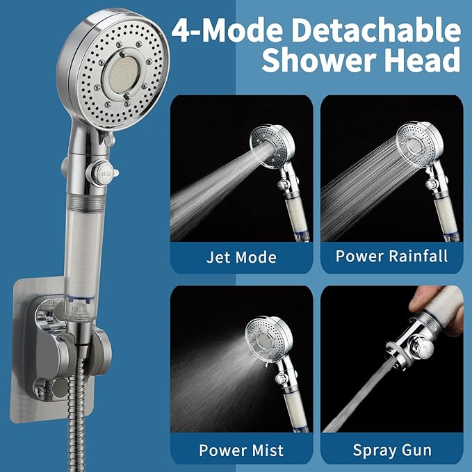 Klleyna Filter Dog Shower-Attachment for Bathtub-Faucet - ON/OFF Shower Head Attaches to Tub Spout, Pet Wash Hose Sink Sprayer (5 Adapters), Bathroom Kitchen Tap Extension for Hair Washing & Baby Bath