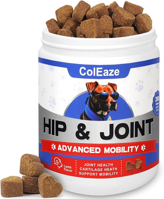 Glucosamine for Dogs Soft Chews 200 Count - Hip & Joint Support Supplement, MSM & Turmeric for Joint Pain Relief & Mobility Care - All Life Stages Puppy to Senior Dogs - Lamb Flavor