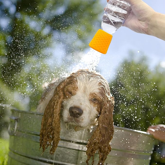Portable Outdoor Shower for Dogs Bottle Attachment Outdoor Sprayer Accessory for Most Plastic Water Bottles for Bathing Pets During Outdoor Activities, Hiking and Camping.(Orange)