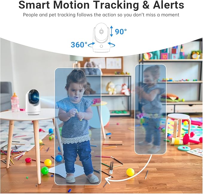 Security Camera Indoor Cam-2K 360° WiFi Cameras for Home Security,Pan & Tilt,Pet/Dog/Baby Camera with Phone app,2-Way Audio,Night Vision,24/7 Cloud & Micro SD Card Storage 2 Pack