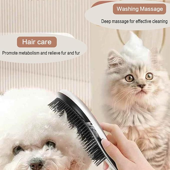 YOFANG Dog & Cat Comb – Pet Detangling Comb for Removes Tangles, Knots, and Matted Fur – Grooming Tool With Stainless Steel Teeth and Rubber Bath Brush for Long Short and Curly Haired Pet