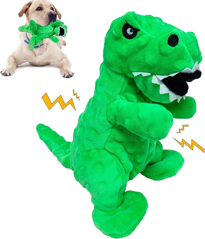 LWBMG Squeaky Dog Toys Stuffed Dog Toys Cute Dinosaur Plush Dog Toy with Crinkle Paper Durable Dog Chew Toys for Small Medium and Large Dogs