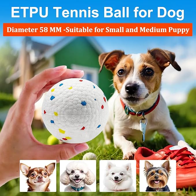 4PCS 2.3" ETPU Dog Fetch Balls for Upgrade Automatic Dog Toy Ball Launchers, Relieves Anxiety, Breeds Chew Toys for Teething, Interactive Pet Tennis Balls Toy for Small and Medium Puppy