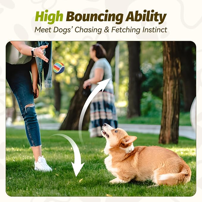 Nobleza Squeaky Tennis Balls for Dogs, 12 Pack 2.5" Floatable Dog Tennis for Small Medium Pet, Training Safe Natural Rubber Dog Toys Balls for Dogs to Fetch Exercise, Rainbow