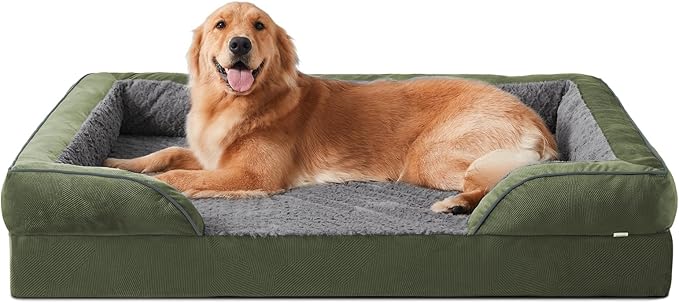 INVENHO Orthopedic Dog Beds Large Sized, XL Egg-Crate Foam Dog Couch with Washable Removable Cover, Waterproof Lining and Nonskid Bottom