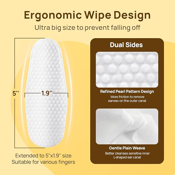 HICC PET Dog Ear Wipes Finger 100 Count Dog Ear Cleaner Wipes for Dogs & Cats, Dog Ear Infection Treatment to Relieve Ear Itching & Inflammation, Remove Ear Wax, Dirt, Smelly - Unscented