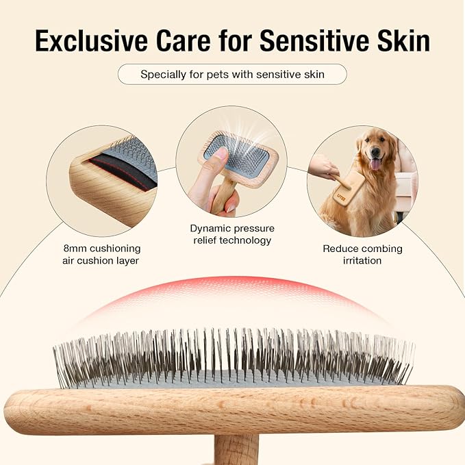 UTEE Big Dog Slicker Brush for Dogs (Goldendoodles, Labradoodles, Poodles) Hair Maintenance Medium to Long Hair Breeds Groom Like a Professional, Fluff Detangle Style, Saves Time Energy -Large