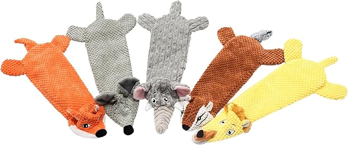Dog Toys, Squeaky Plush No Stuffing Crinkle Dog Toy for Small Medium Large Dogs, [5 Pack] Interactive Puppy Teething Water Bottle Dog Chew Toy