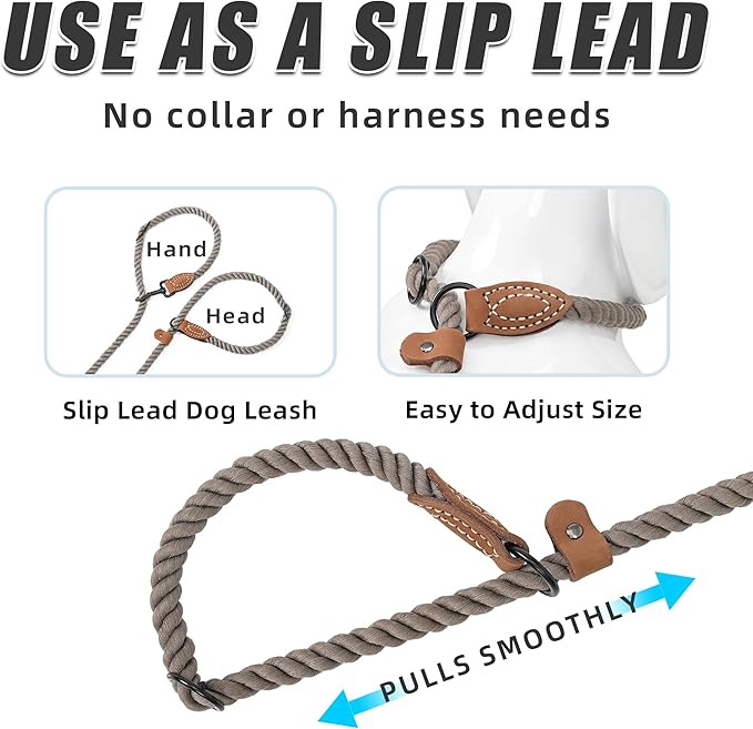 Mile High Life Hands Free Dog Leash, Crossbody Waist Leash with Genuine Leather Connection, Multifunctional Adjustable Slip Lead for Dog Walking Running (Camel, 7FT)